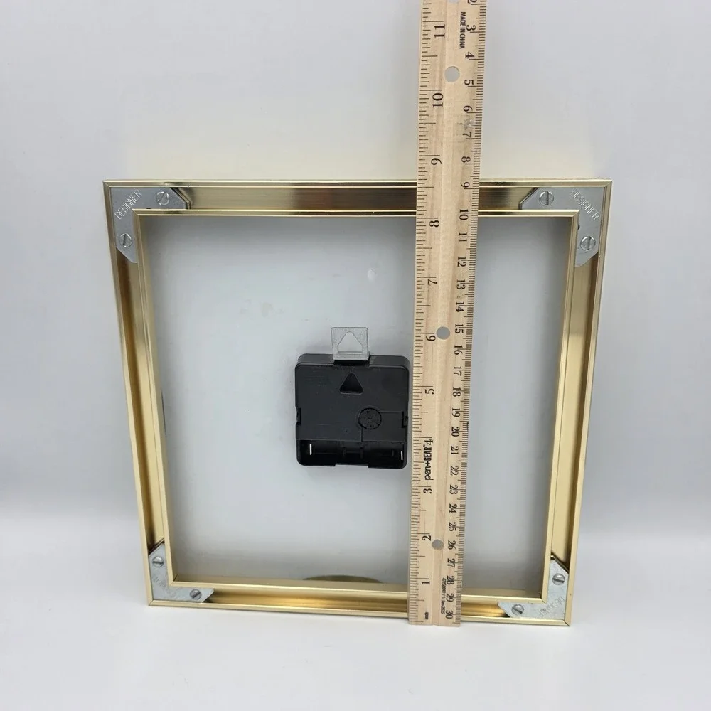 Vtg Postmodern MCM Hanging Wall Clock Mirror Battery Operated  Gold Brass